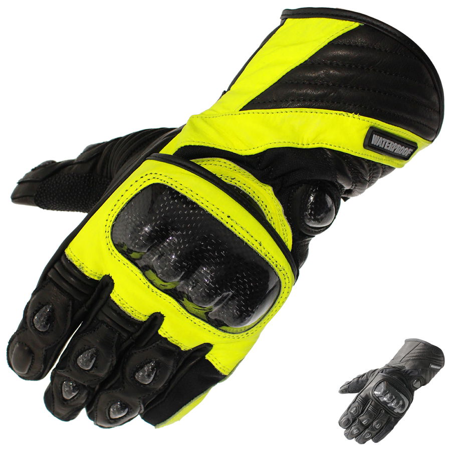 Black Element Thermal Leather Motorcycle Gloves