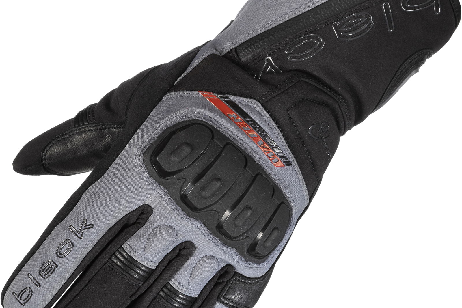 Black Voyage Waterproof Leather Motorcycle Gloves