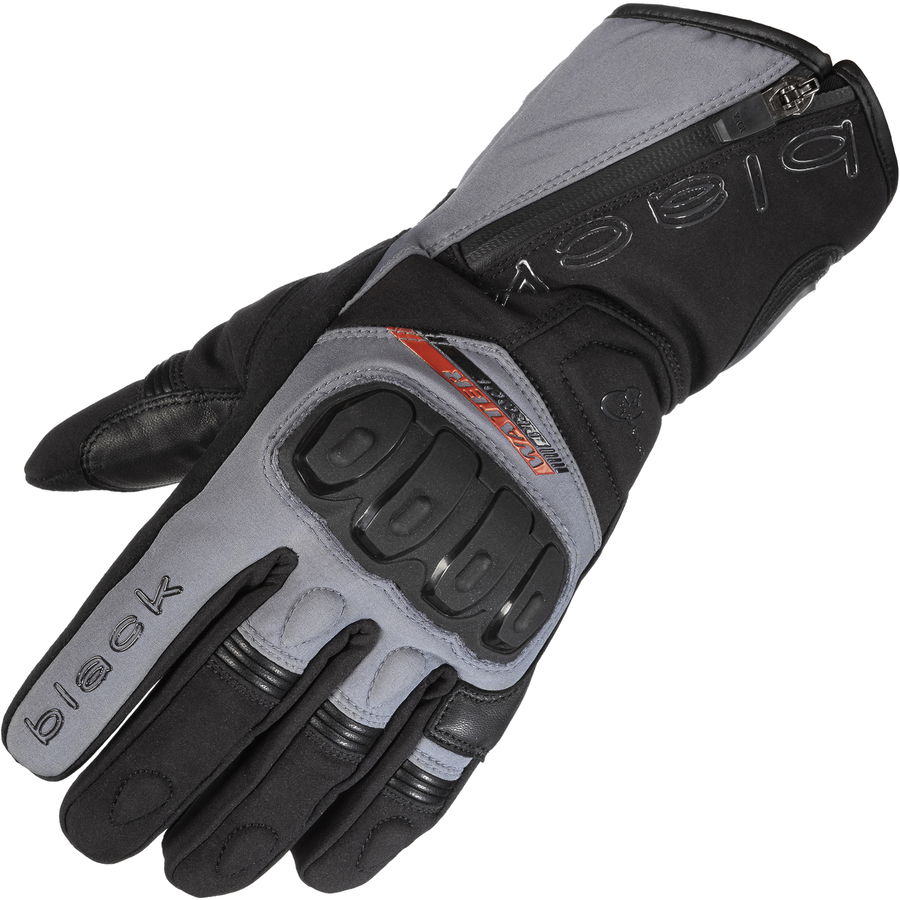 Black Voyage Waterproof Leather Motorcycle Gloves