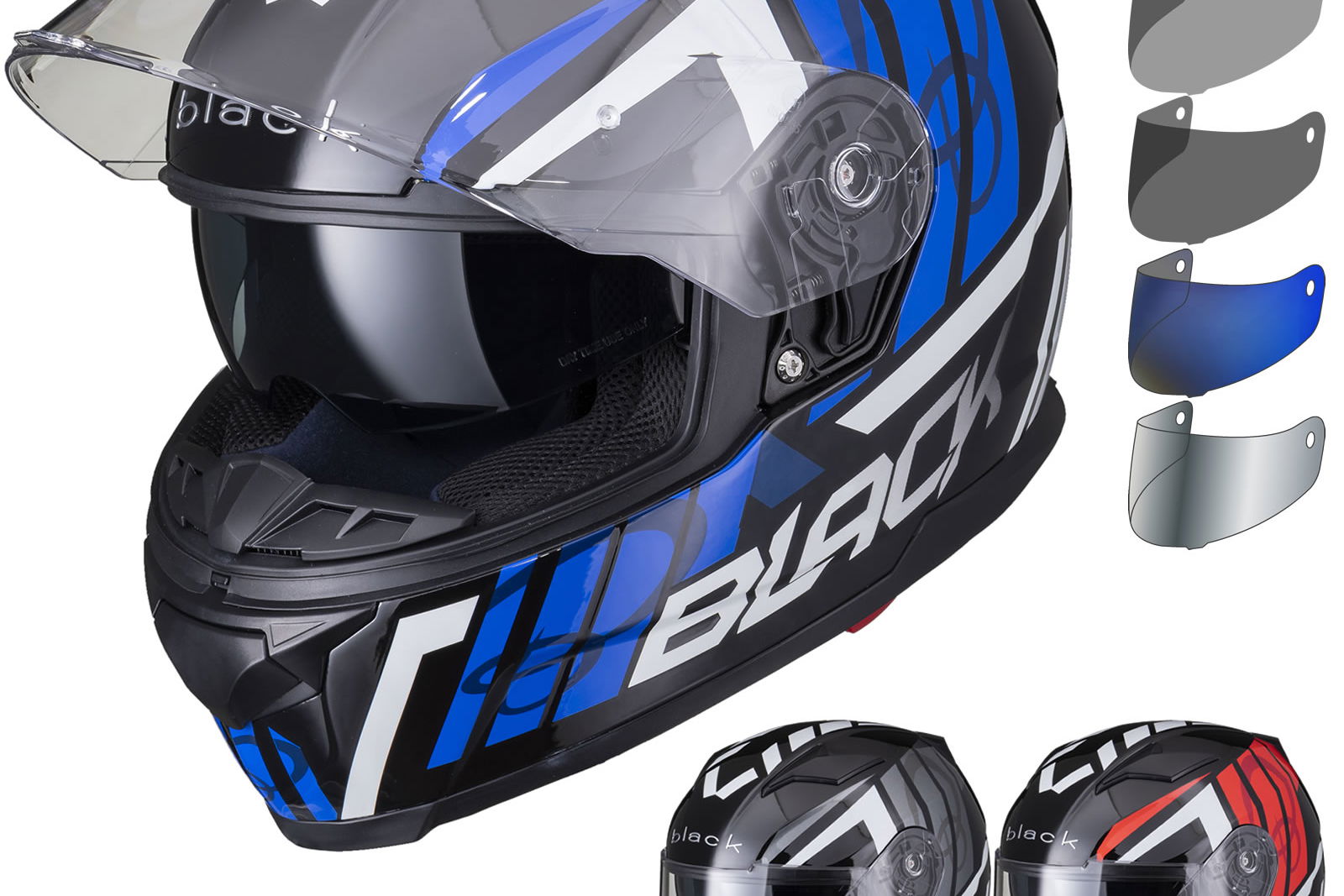 Black Apex Triple Full Face Motorcycle Helmet