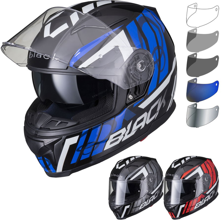 Black Apex Triple Full Face Motorcycle Helmet