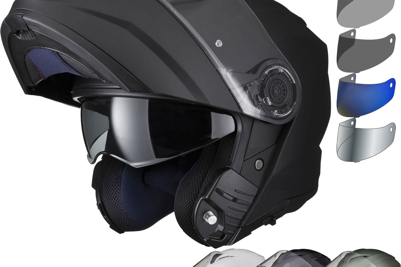 Black Optimus II Flip Front Solid Motorcycle Helmet & Visor (3)