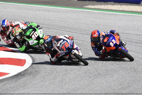 Albert Arenas leads out of the final corner at 2020 Austrian Moto3 Grand Prix. - Gold and Goose