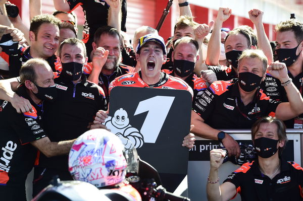 Aleix Espargaro, Aprilia, 2022 Argentinian Grand Prix parc ferme.