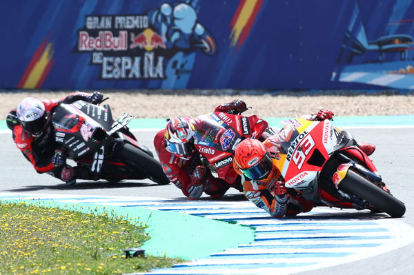 Marc Marquez leads Jack Miller and Aleix Espargaro, 2022 Spanish Grand Prix. - Gold and Goose.