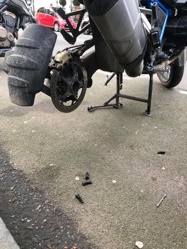 BMW GS rear wheel stolen London