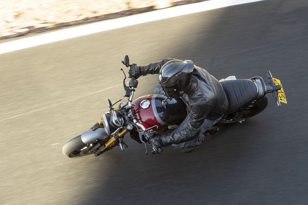 Looking down on a motorcycle