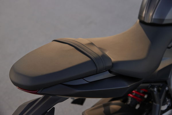 The split rider and passenger seat on the new Daytona 660