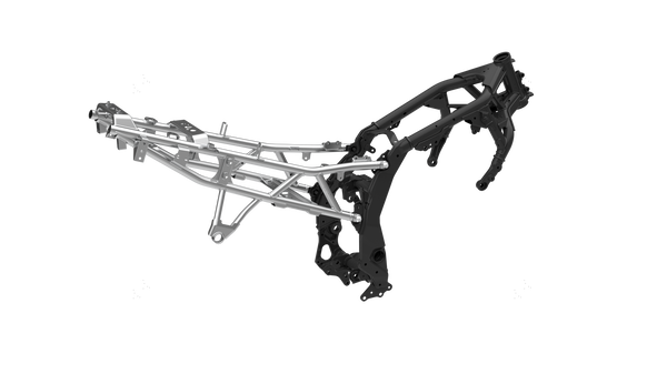 A motorcycle frame and swingarm