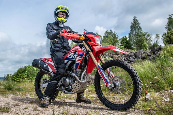 A rider on a Honda CRF250L