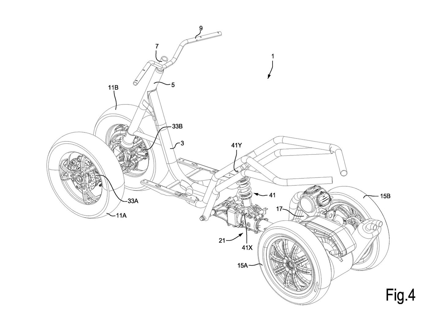 Piaggio 'MP4' patent drawing. - Ben Purvis/Cycle World