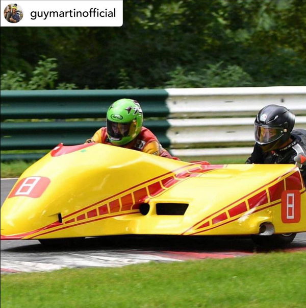 Guy tries out a motorcycle sidecar