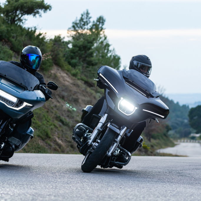 two Harley-Davidson motorcycles