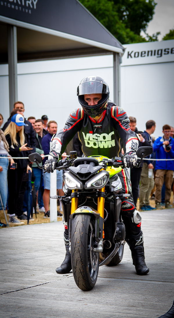 Toad on Triumph 765 Street Triple Moto2 Edition, 2023 Goodwood FoS. - Goodwood