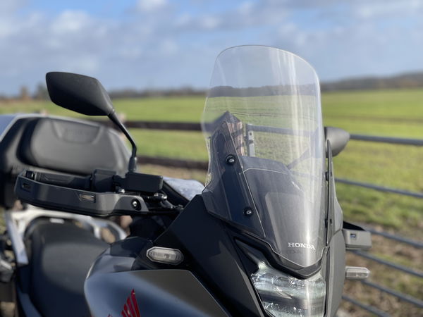 The windscreen on a motorcycle