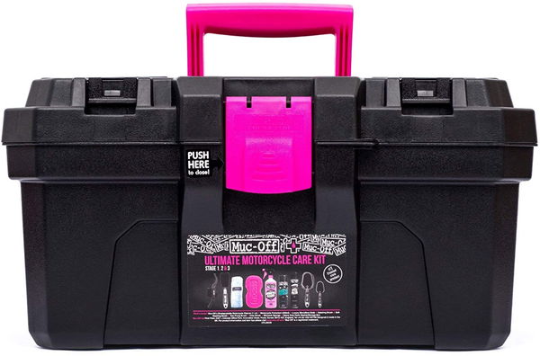 MUC-off motorcycle cleaning kit.