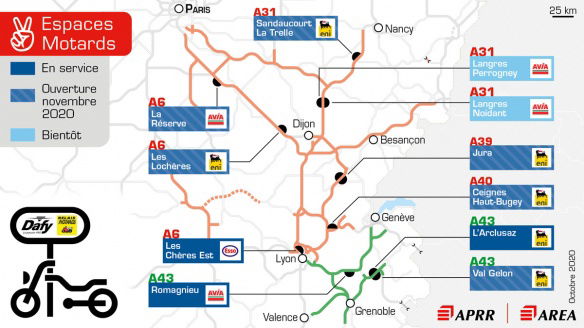 Motorcycle spaces french motorway network