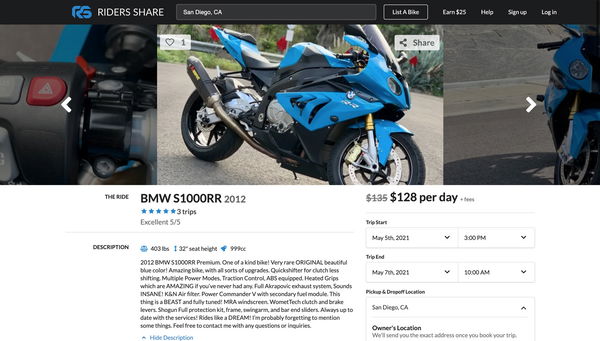 Riders Share BMW S1000RR rental