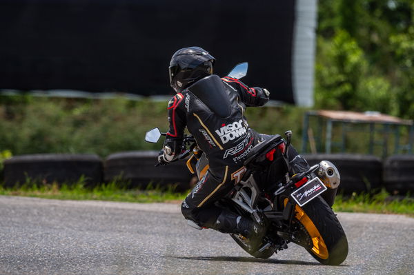 the Apache 310 going through a corner on track