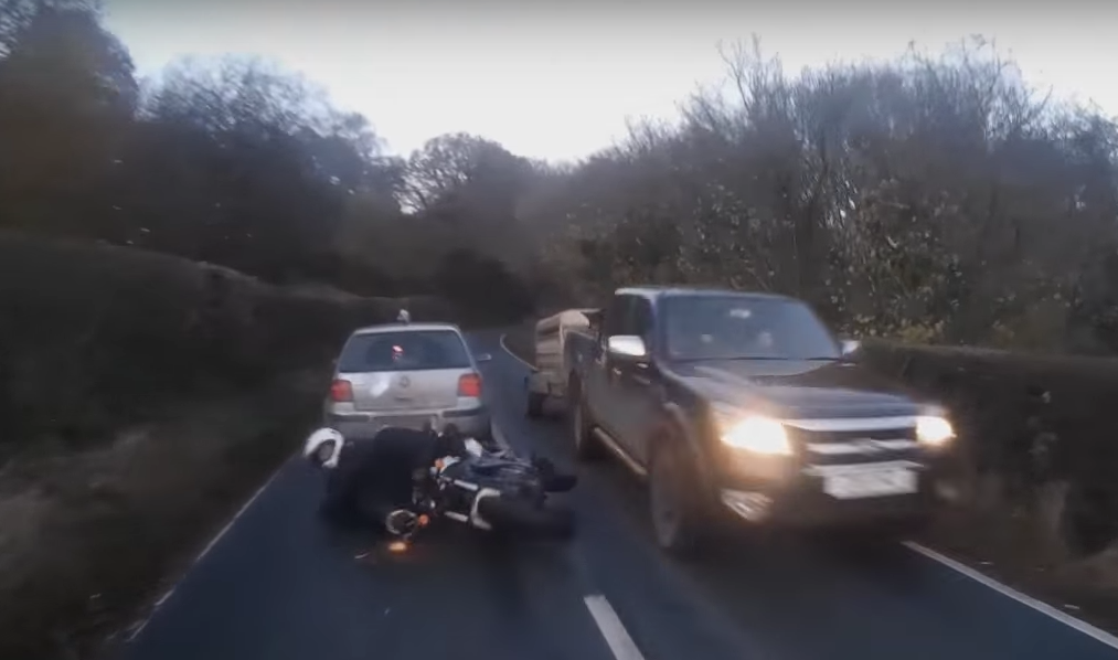 Hit and run VW driver sends motorcyclist flying