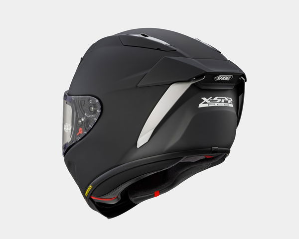 Shoei X-SPR Pro in matte black, rear view