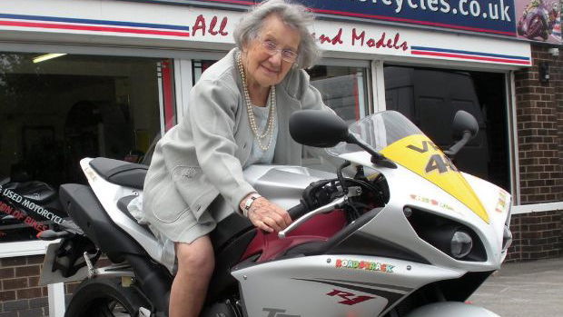 Granny, 102, climbs aboard Rossi's bike