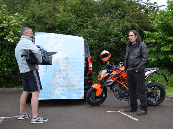 Ross Noble films TV series using KTM 1290 Super Duke R