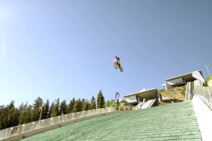 Robbie Maddison sets world record by riding off Olympic ski jump