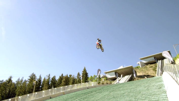 Robbie Maddison sets world record by riding off Olympic ski jump