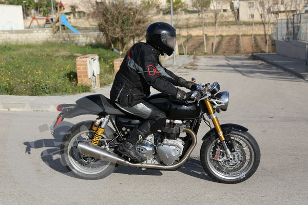 New 1100cc Triumph café racer spied testing