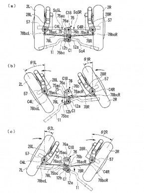 Honda files patents for leaning three-wheeled motorcycle