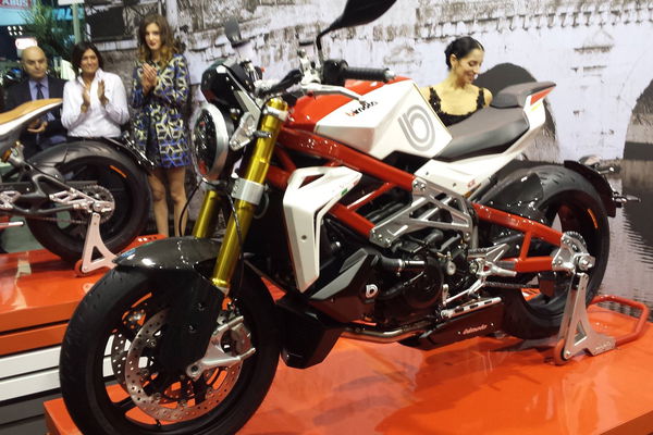 Bimota's supercharged Testastretta-powered Impeto and Tesi 3D RaceCafe debut in Milan