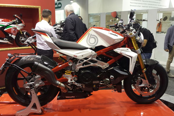 Bimota's supercharged Testastretta-powered Impeto and Tesi 3D RaceCafe debut in Milan