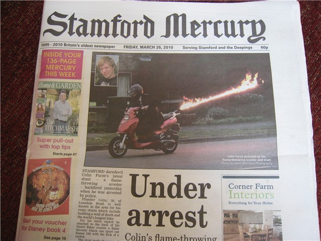 Flame-throwing scooter inventor under arrest