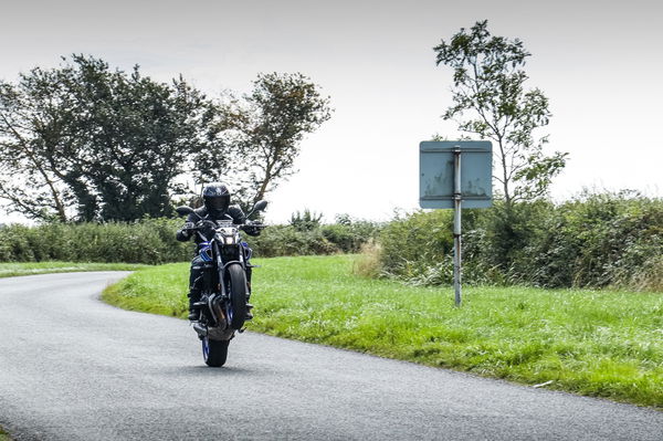 A Yamaha MT-07 pulling a wheelie