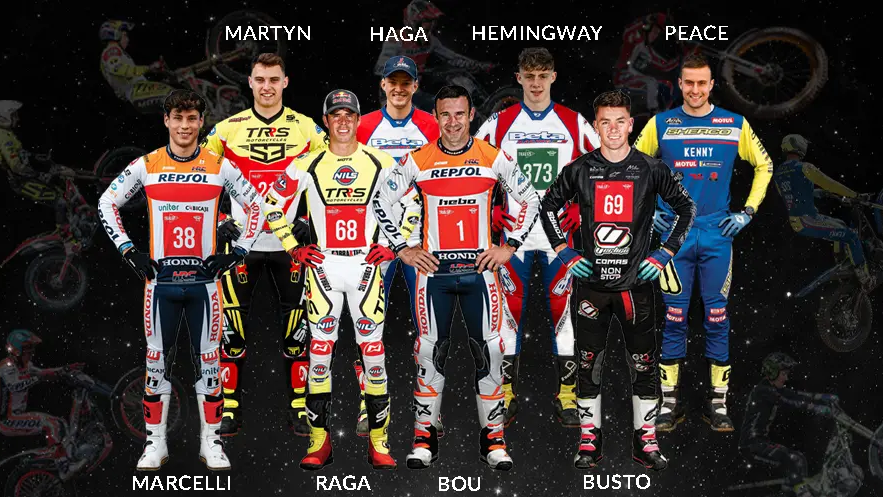 DL12 Indoor Trial rider line-up. - DL12 Indoor Trial