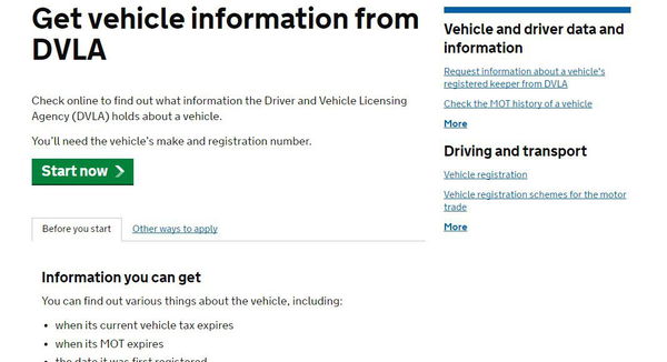 DVLA vehicle check