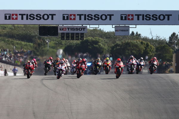 Race start (Sprint), 2023 MotoGP Portuguese Grand Prix. - Gold and Goose