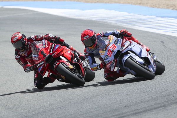 Francesco Bagnaia, Marc Marquez, 2024 MotoGP Spanish Grand Prix. - Gold and Goose