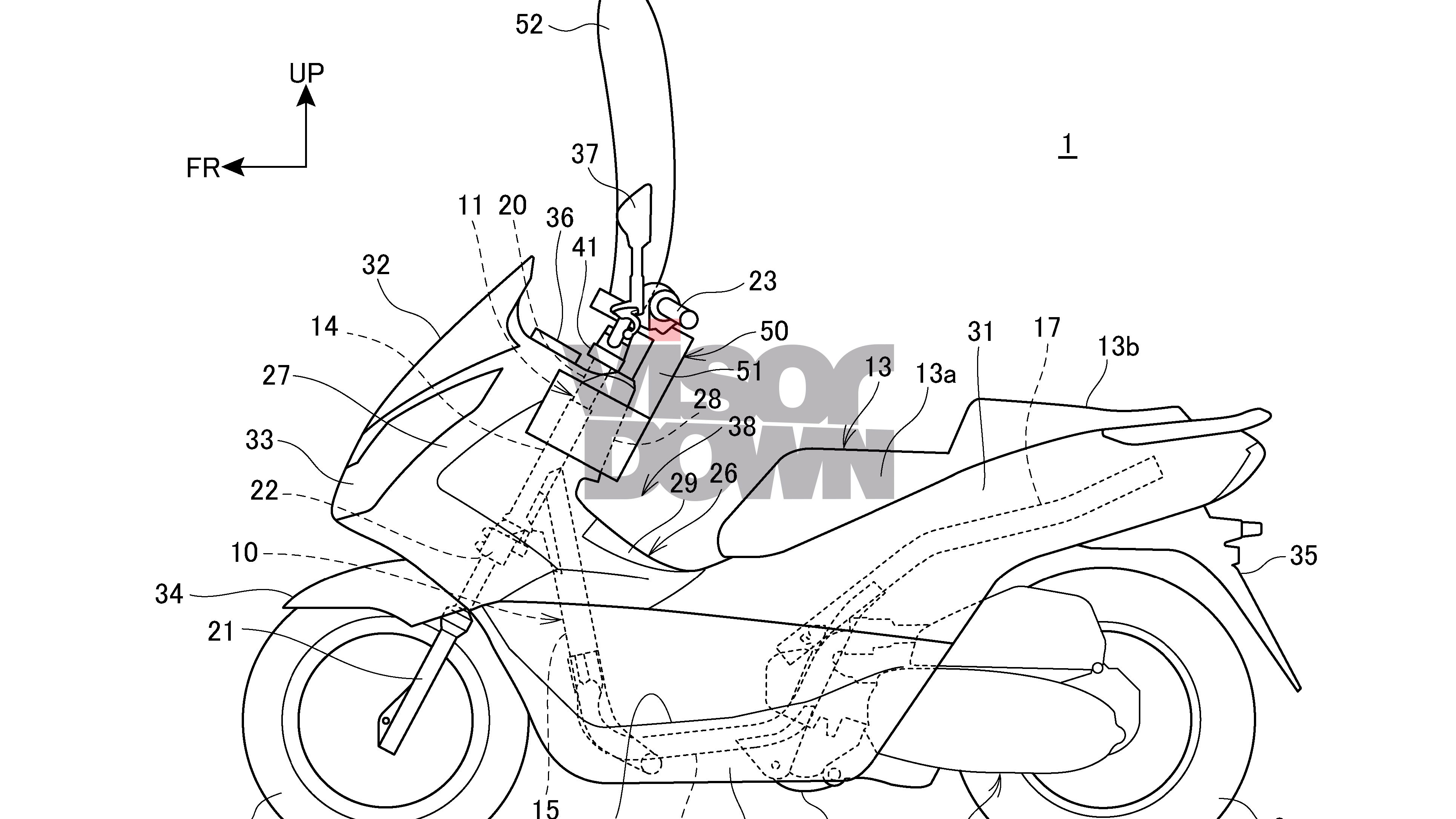 Honda patent vertical motorcycle airbag system