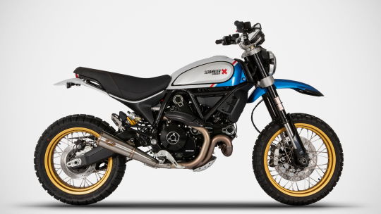 Ducati Scrambler Desert Sled with Zard Zuma slip-on exhaust. - Zard