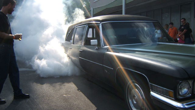 Hearse driver questioned over biker funeral burnout