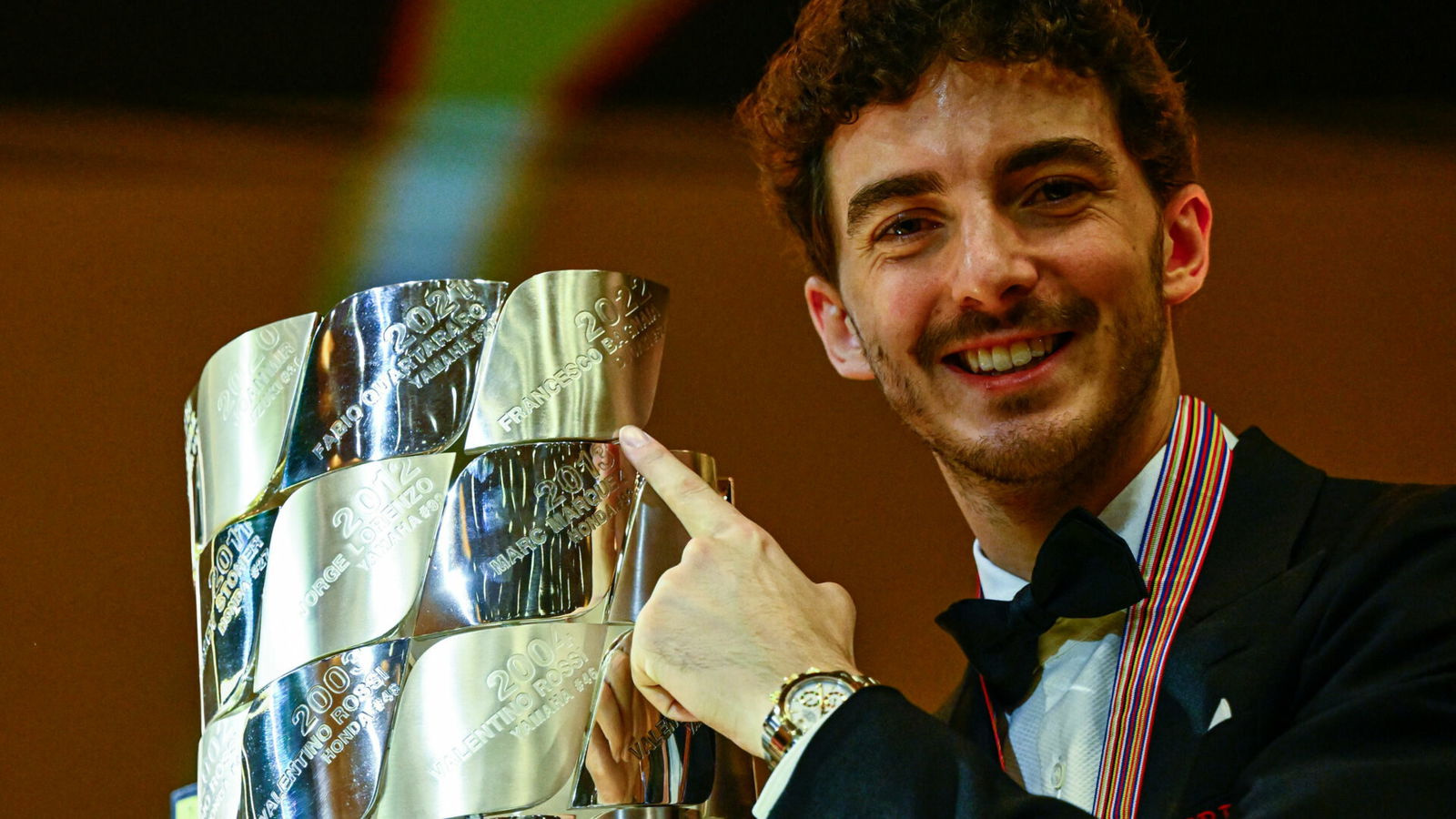 Francesco Bagnaia at the 2022 MotoGP awards ceremony