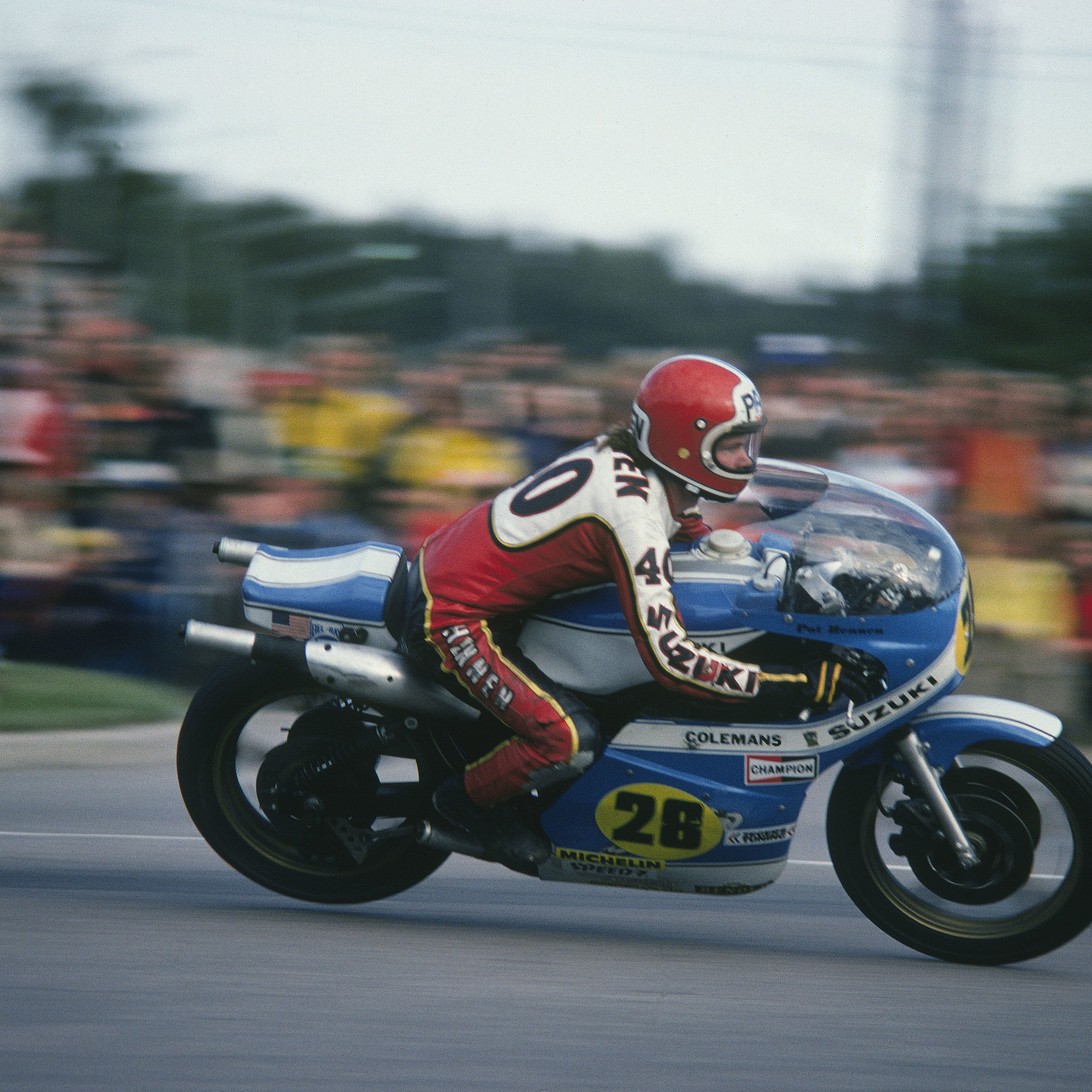 Pat Hennen, 1976 500cc Finnish Grand Prix. - Gold and Goose