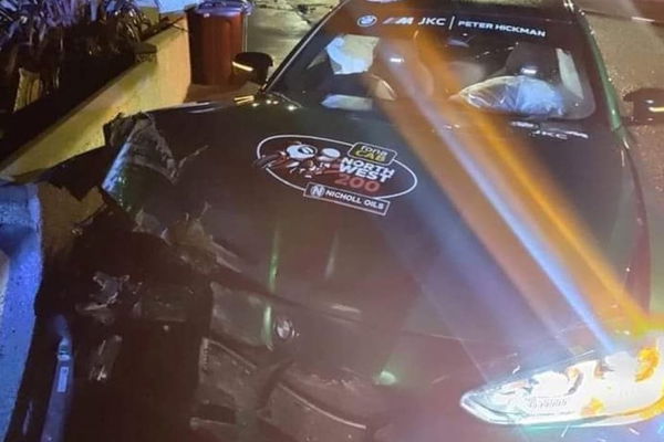 Green BMW M3 Competition crashed into garden wall. - Causeway Coast Community