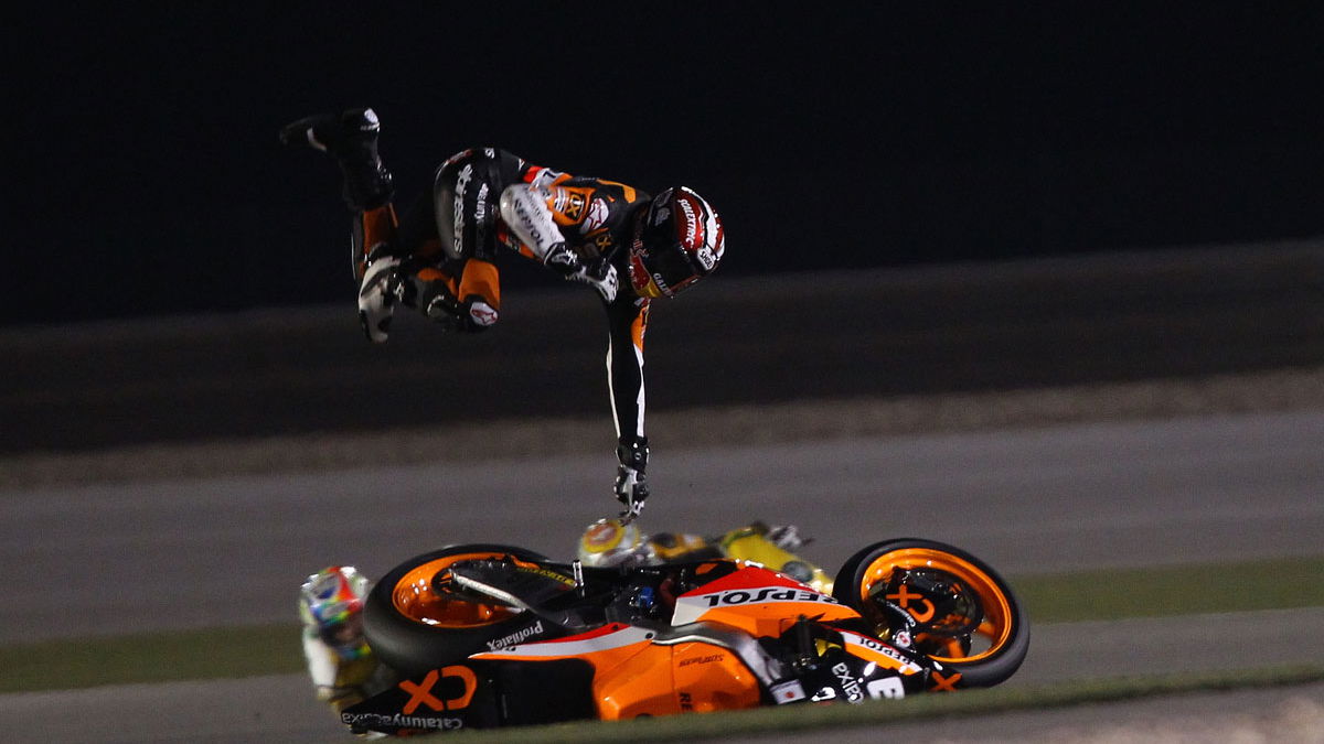 Marquez highsides in Moto2 debut