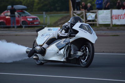 a steam powered drag racing motorcycle