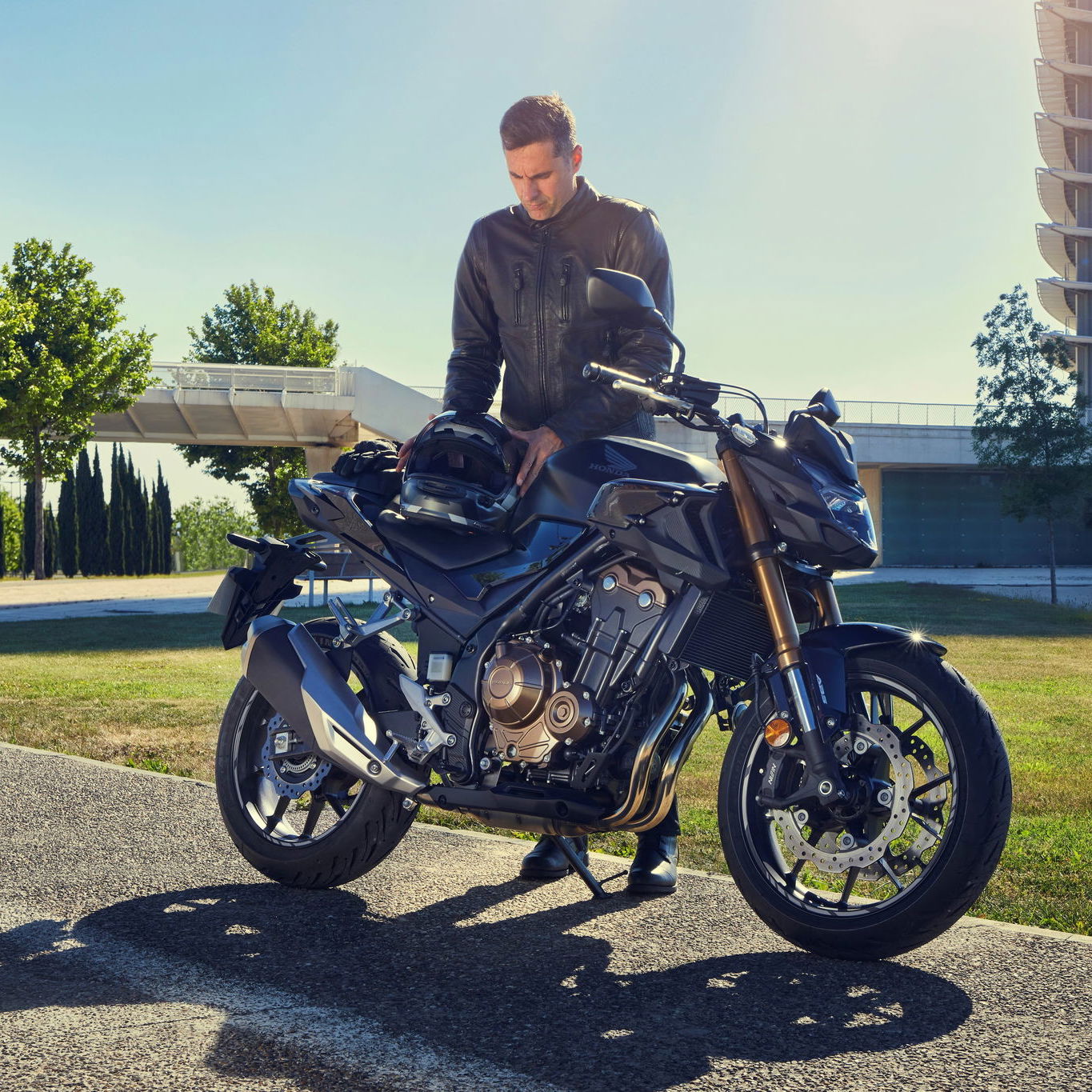 Honda CB500F with rider