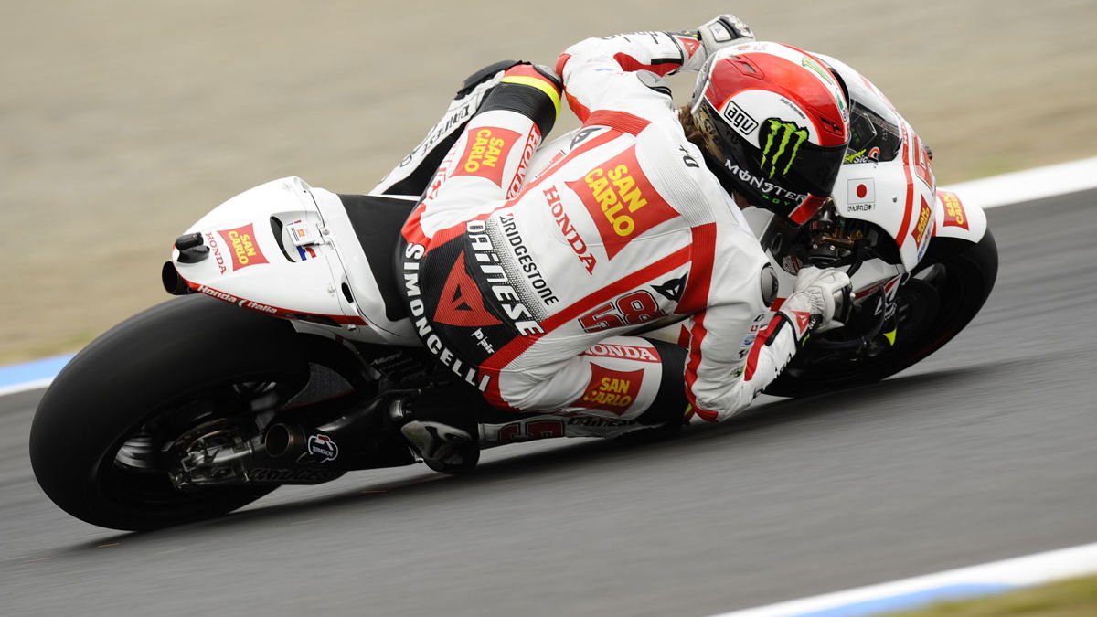 Simoncelli tests 1000cc Honda at Motegi