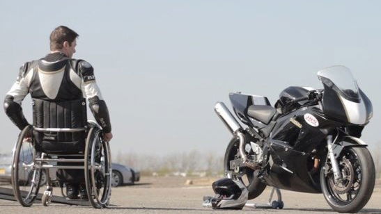 Paralysed man racing able-bodied riders